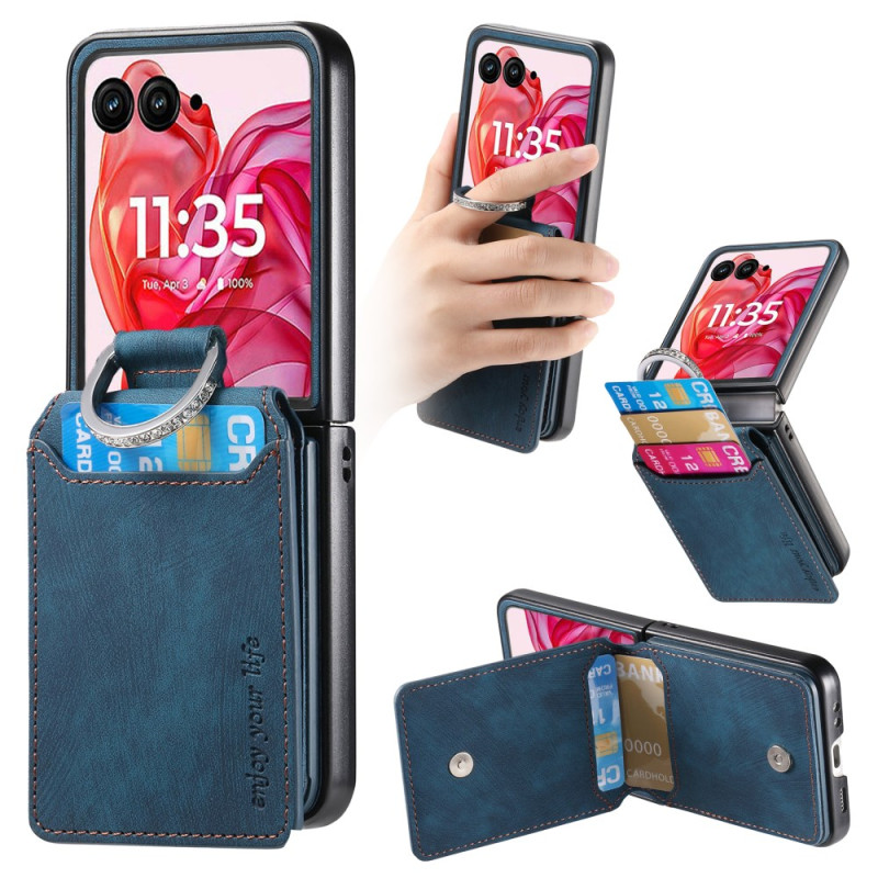 Motorola Razr 60 Ultra Cover Wildleder-Effekt Kartenhalter und Halterung
