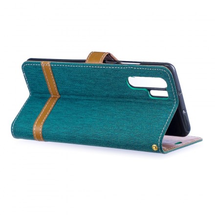 Huawei P30 Pro Stoff- und Lederoptik-Tasche mit Trageriemen