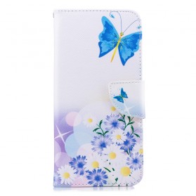 Hülle Samsung Galaxy J4 Plus Gemalte Schmetterlinge und Blumen