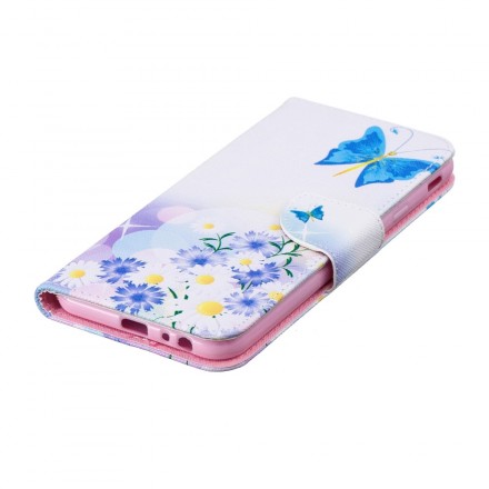 Hülle Samsung Galaxy J4 Plus Gemalte Schmetterlinge und Blumen
