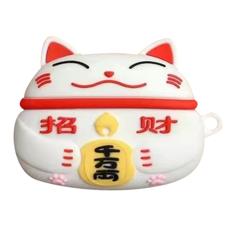 Samsung Galaxy Buds FE Cover Katze Glücksbringer Weiss
