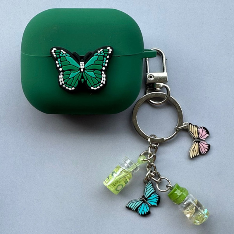Samsung Galaxy Buds3 Pro / Buds3 Schmetterling Cover Grün mit Anhänger