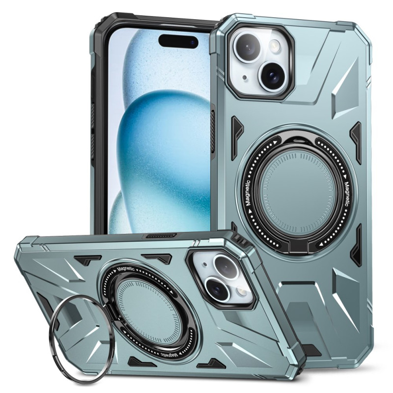 Coque iPhone 15 Plus MagSafe avec Support Intégré Effet Métal
