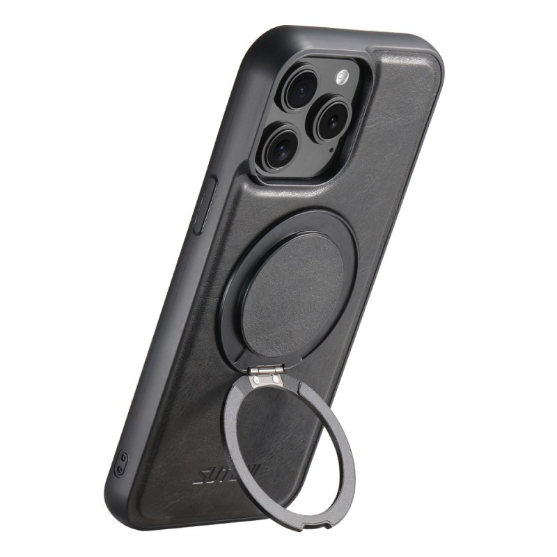 iPhone 15 Pro Cover MagSafe Leder-Effekt Ring-Halterung