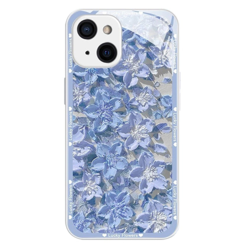 iPhone 14 Hülle aus gehärtetem Glas mit Blumenmuster