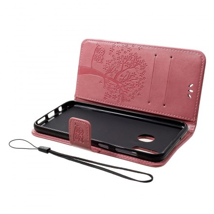 Samsung Galaxy A30 Hülle Baum und Eulen mit Riemen