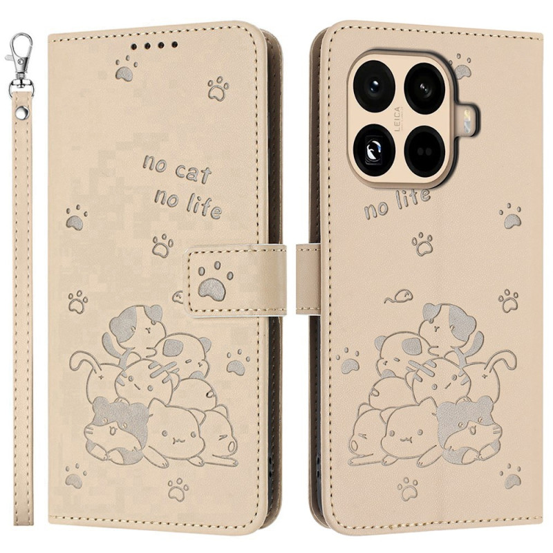 Xiaomi 15T Pro Tasche Katzenhaufen mit Riemen