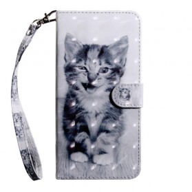 Huawei Y6 2019 Tasche Katze Schwarz & Weiß