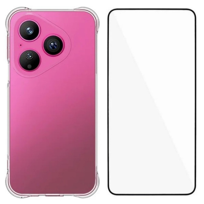 Huawei Pura 80 Transparent Verstärktes Cover mit Displayschutz aus gehärtetem Glas