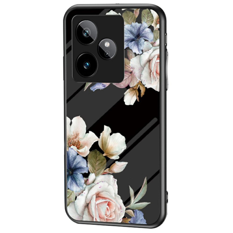 Realme GT 7 Hülle aus gehärtetem Glas mit Blumenmotiv