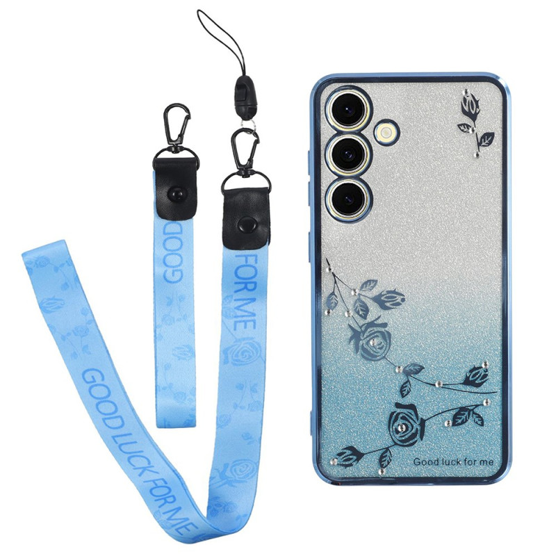 Samsung Galaxy S26 Blumen und Strass Riemen Cover KADEM
