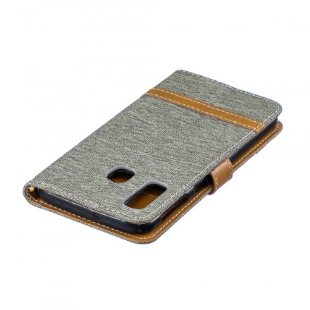 Samsung Galaxy A40 Stoff & Lederoptik Tasche mit Riemen