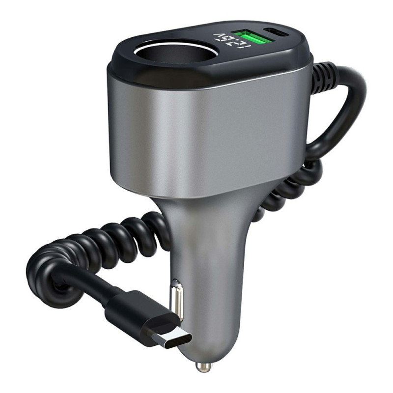Chargeur Voiture Rapide 65W avec Câble Spirale