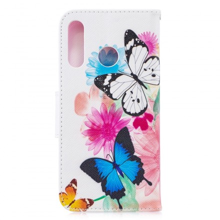 Huawei P30 Lite Hülle Gemalte Schmetterlinge und Blumen