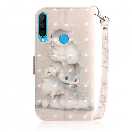 Huawei P30 Lite Tasche Hamster mit Riemen