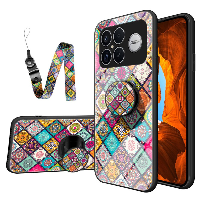 Coque Poco F8 Ultra Support et Lanière Patchwork