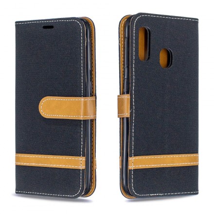 Samsung Galaxy A20e Stoff & Lederoptik Tasche mit Riemen