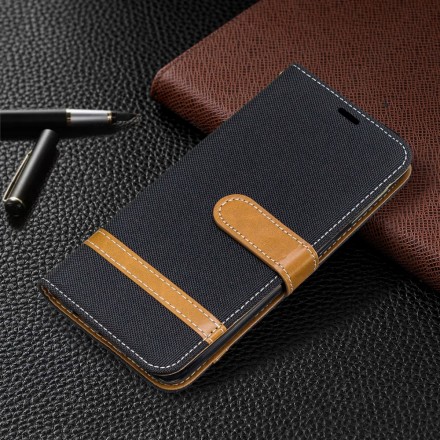 Samsung Galaxy A20e Stoff & Lederoptik Tasche mit Riemen
