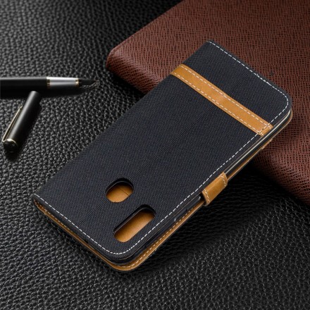 Samsung Galaxy A20e Stoff & Lederoptik Tasche mit Riemen