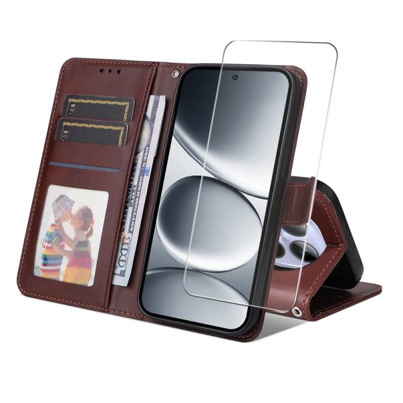 Xiaomi Redmi Note 15 Pro 4G Kunstlederhülle mit Displayschutzfolie