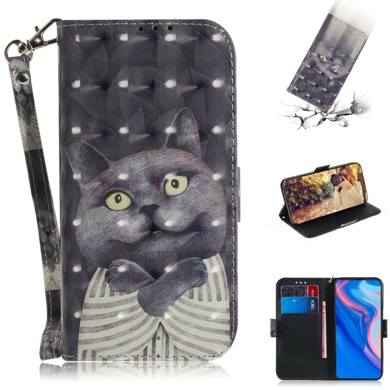 Huawei P Smart Z Katze Grau Tasche mit Riemen