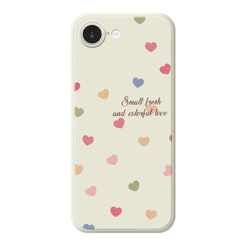 iPhone Cover 17E / 16E Gerader Rand Bunte Herzen