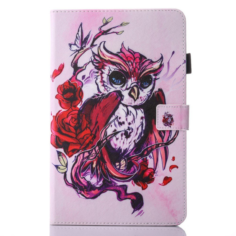 Hülle Samsung Galaxy Tab A 10.1 (2016 Eule und Rosen Rot