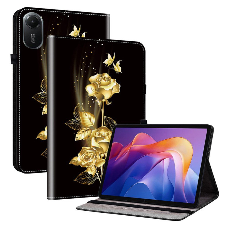 Xiaomi Redmi Pad 2 Schmetterling Tasche Gold und Rosa