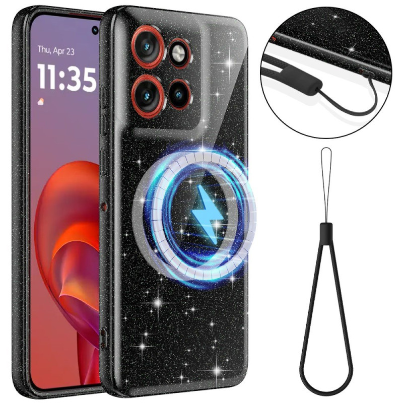 Motorola Edge 60 Neo / 50 Neo Magnetic Glitter Cover mit Riemen