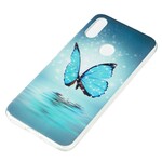 Xiaomi Redmi Note 7 Schmetterling Cover Blau Fluoreszierend