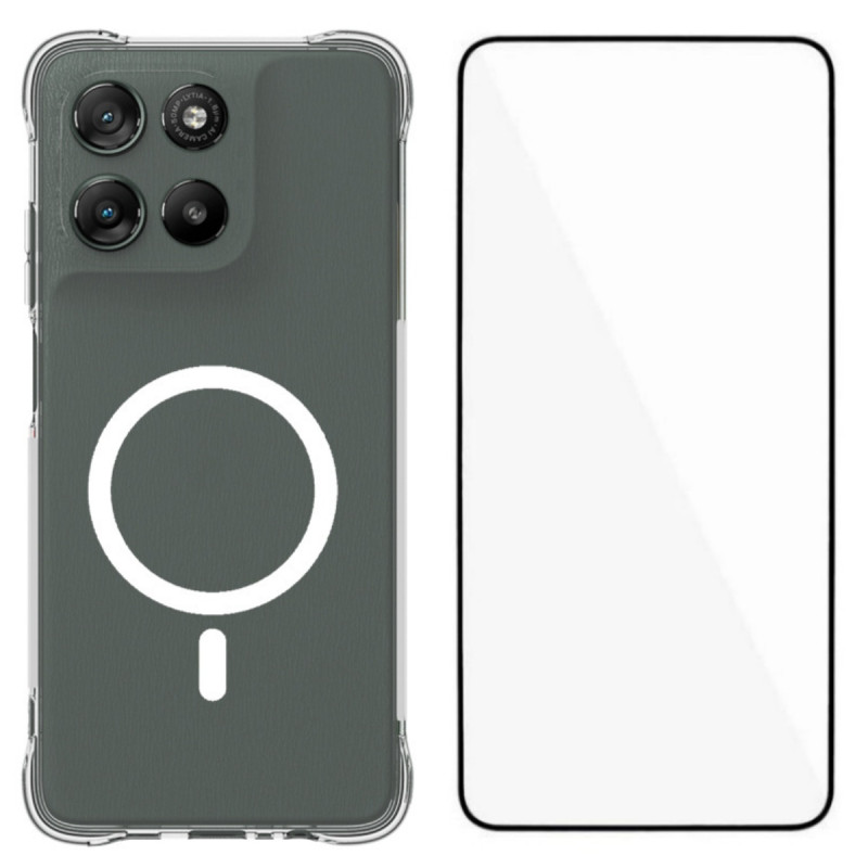 Transparentes magnetisches Moto G67 Power Cover mit Displayschutzfolie