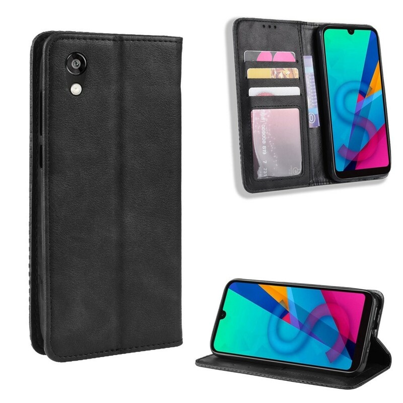 Flip Cover Huawei Y5 2019 Vintage-Leder-Effekt Stilisiert