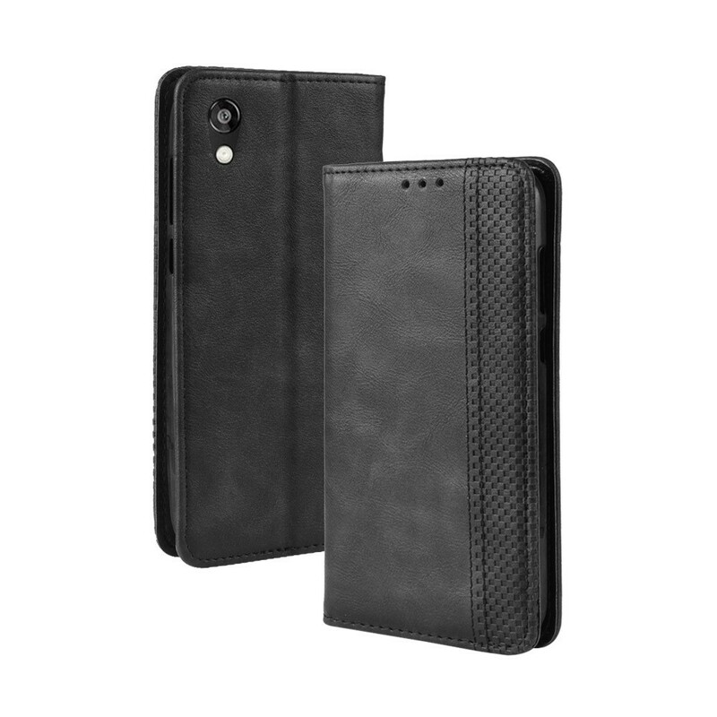 Flip Cover Huawei Y5 2019 Vintage-Leder-Effekt Stilisiert