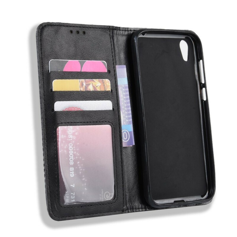 Flip Cover Huawei Y5 2019 Vintage-Leder-Effekt Stilisiert