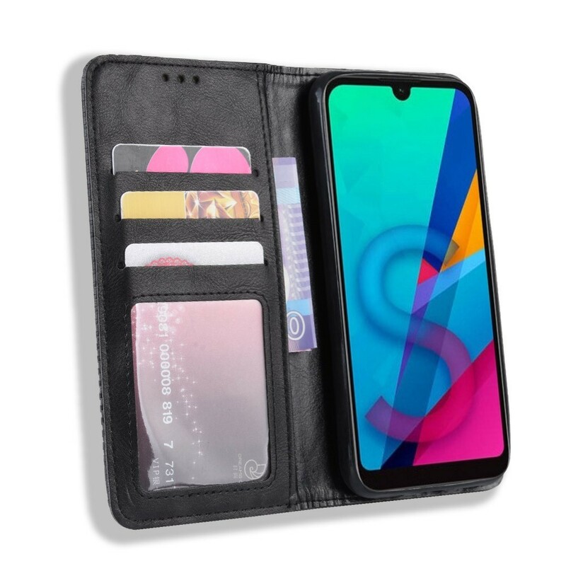 Flip Cover Huawei Y5 2019 Vintage-Leder-Effekt Stilisiert