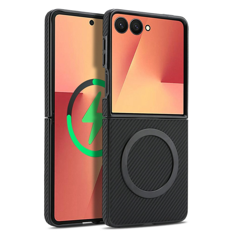 Samsung Galaxy Z Flip 8 Hülle in Carbon-Optik mit Magnetring