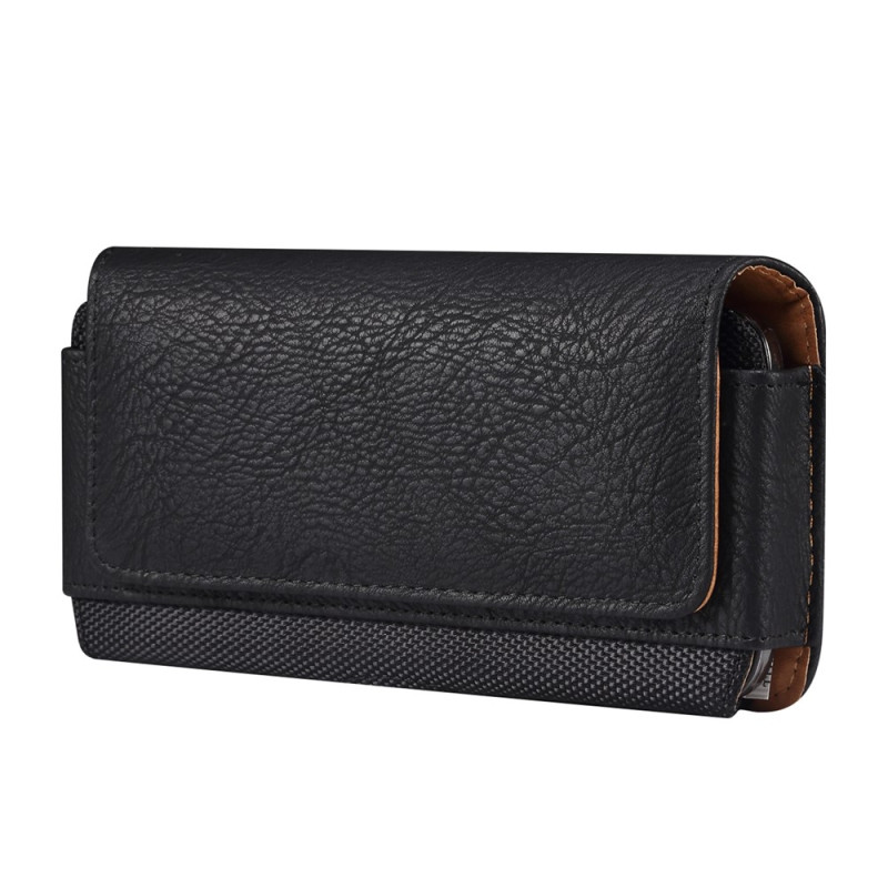 Horizontale Gürteltasche aus PU-Leder mit Lederstruktur und Nylon für 6,1-Zoll-Smartphones