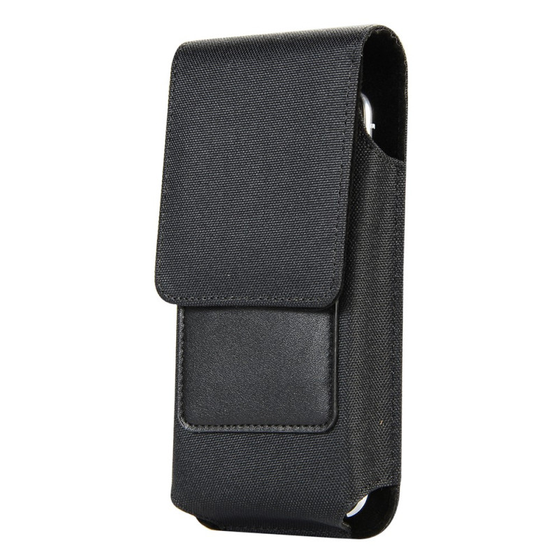 Universelle Gürteltasche aus Nylon und Leder mit Kartenfach für Smartphones von 5,5 bis 6,5 Zoll