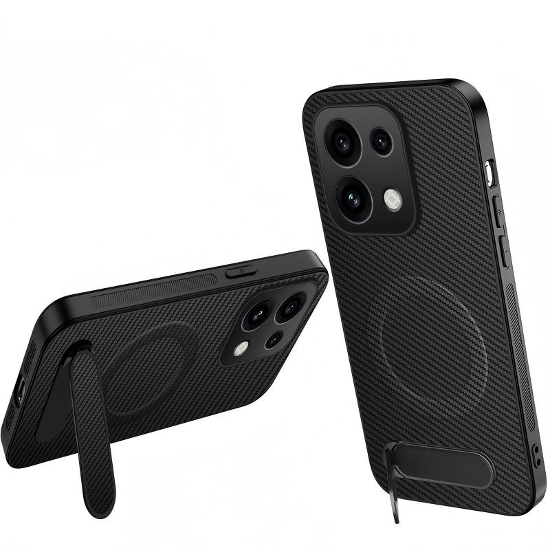Oppo Reno 16 Pro 5G-Hülle aus Kohlefaser mit Magnetverschluss und Halterung
