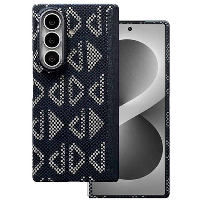 Magnetische Samsung Galaxy Z Fold 8 Ultra-Hülle aus Aramidfaser mit geometrischem Muster und Scharnierschutz