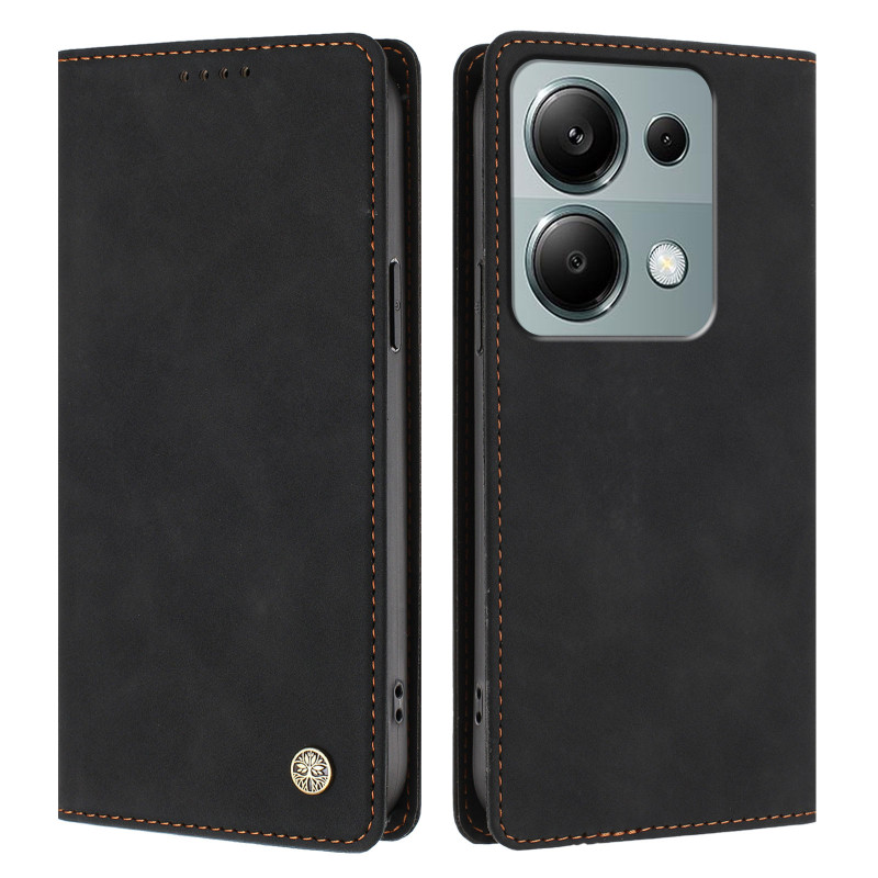 Flip-Cover für Xiaomi Redmi 17 5G / 4G in Wildlederoptik mit Ziernähten