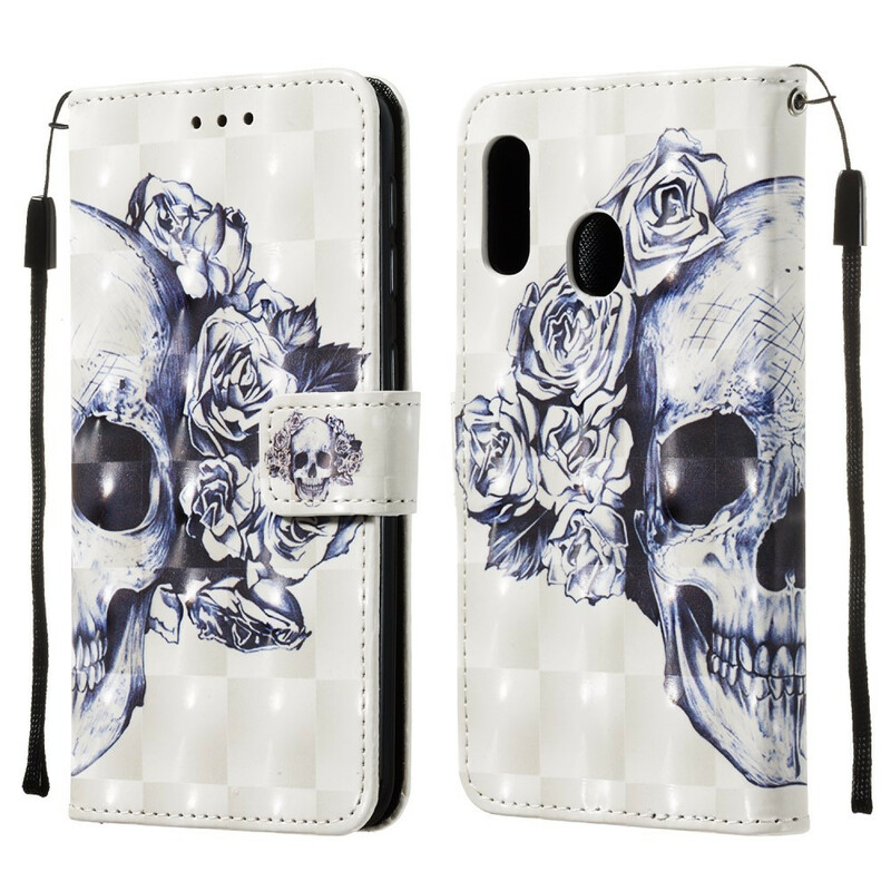 Hülle Samsung Galaxy A20e Totenkopf Blume