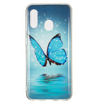 Samsung Galaxy A20e Schmetterling Cover Blau Fluoreszierend