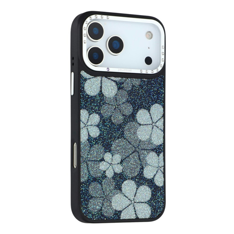 Magnetische iPhone 18 Pro Max / 17 Pro Max-Hülle mit Blumenmuster und Strasssteinen