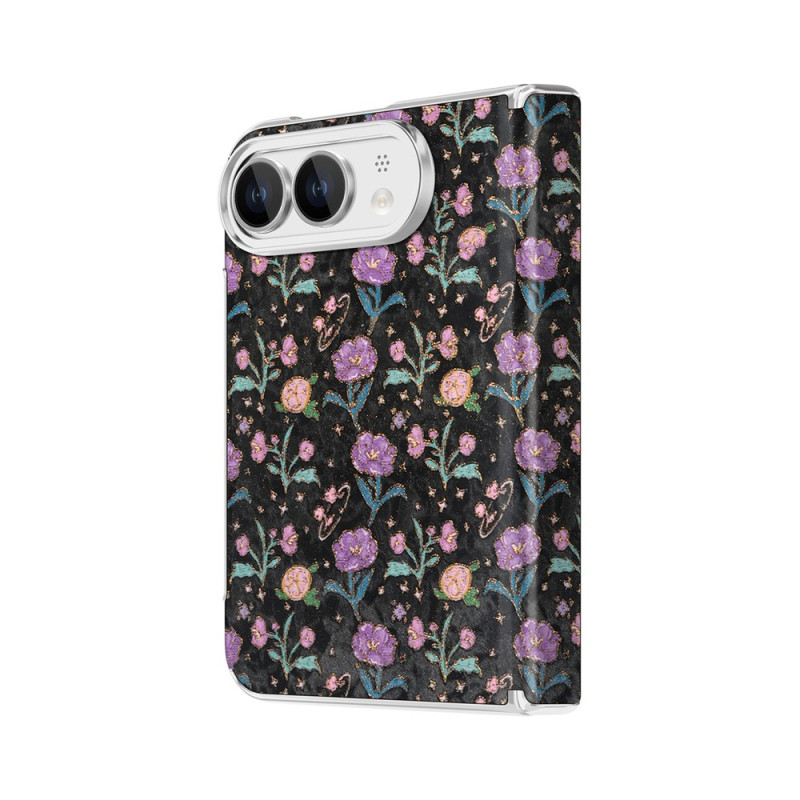 Magnetische iPhone-Hülle „Duo“ mit Blumenmuster und doppeltem Scharnier