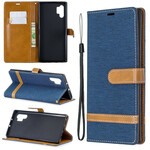 Samsung Galaxy Note 10 Plus Tasche Stoff und Lederoptik mit Riemen