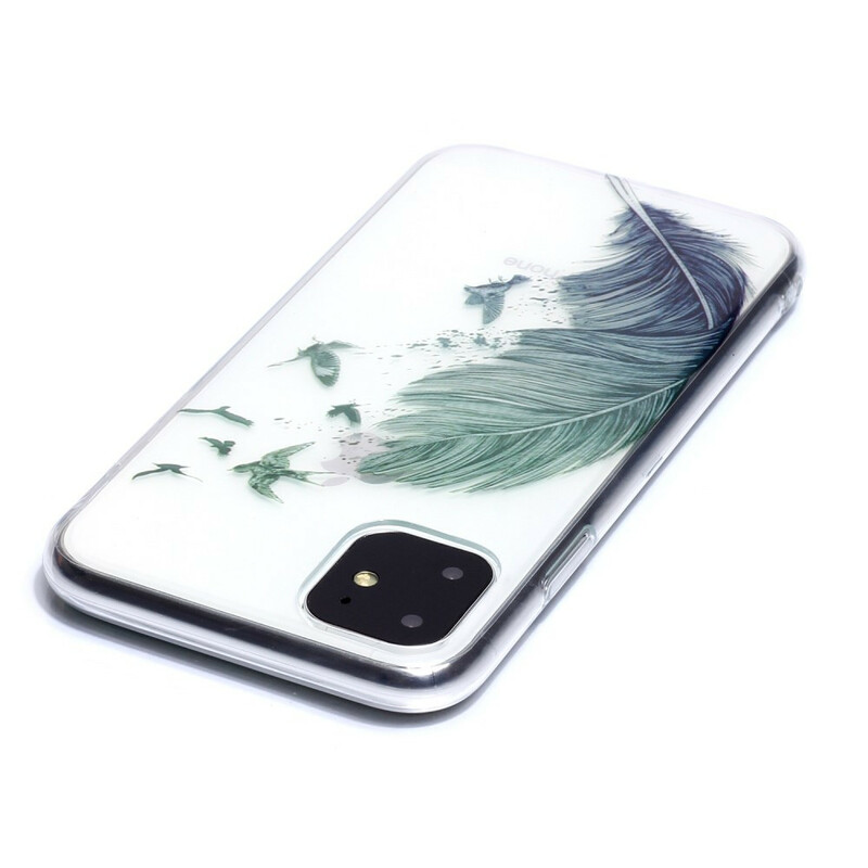 Transparentes iPhone 11 Cover Bunte Feder