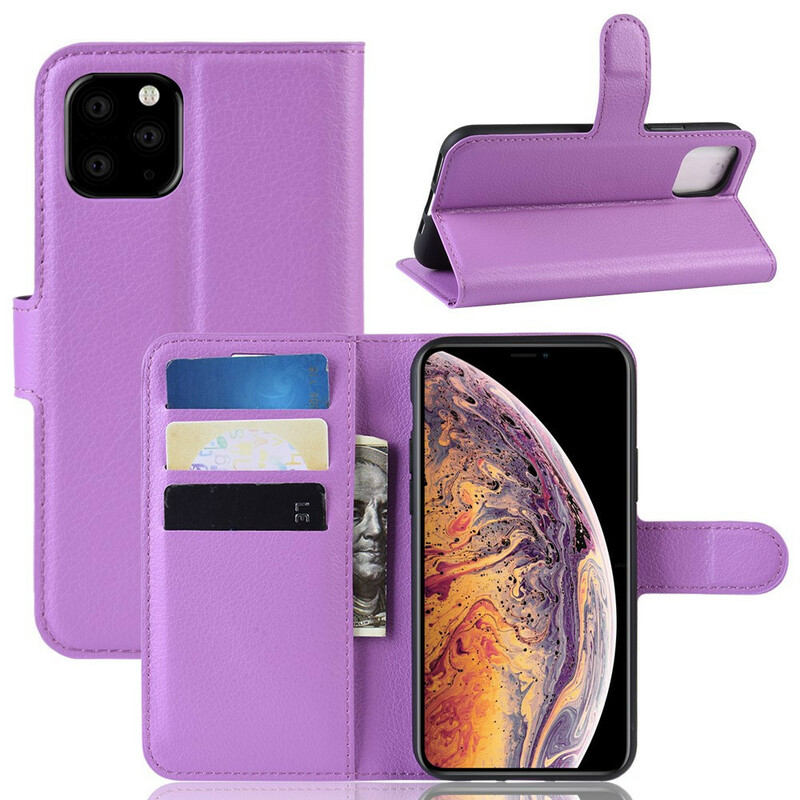 Hülle iPhone 11 Pro Max Litschi-Leder-Effekt Premium
