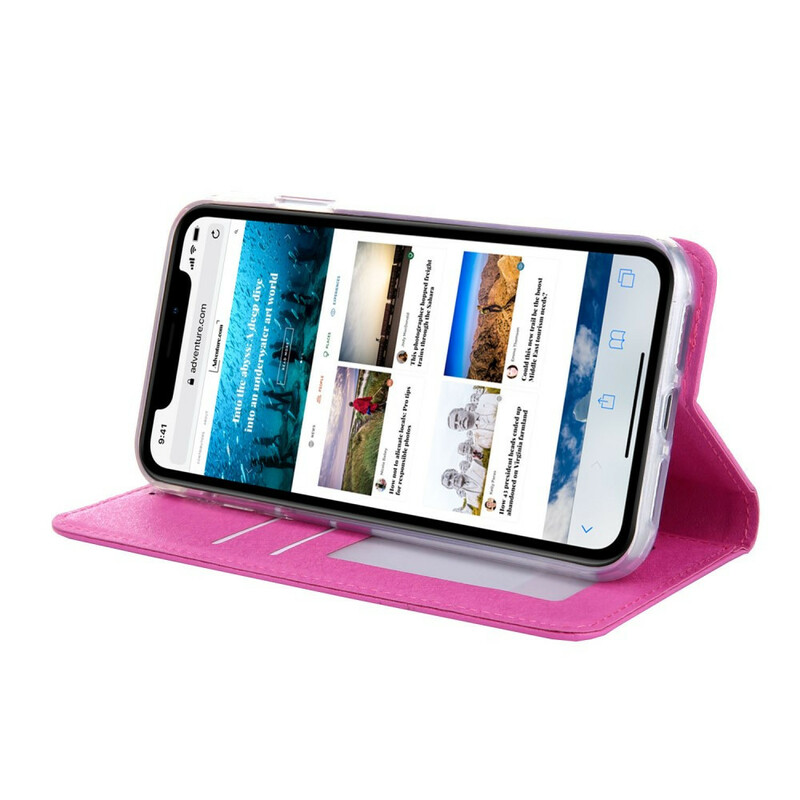 Flip Cover iPhone 11 Lederoptik Seidenstruktur