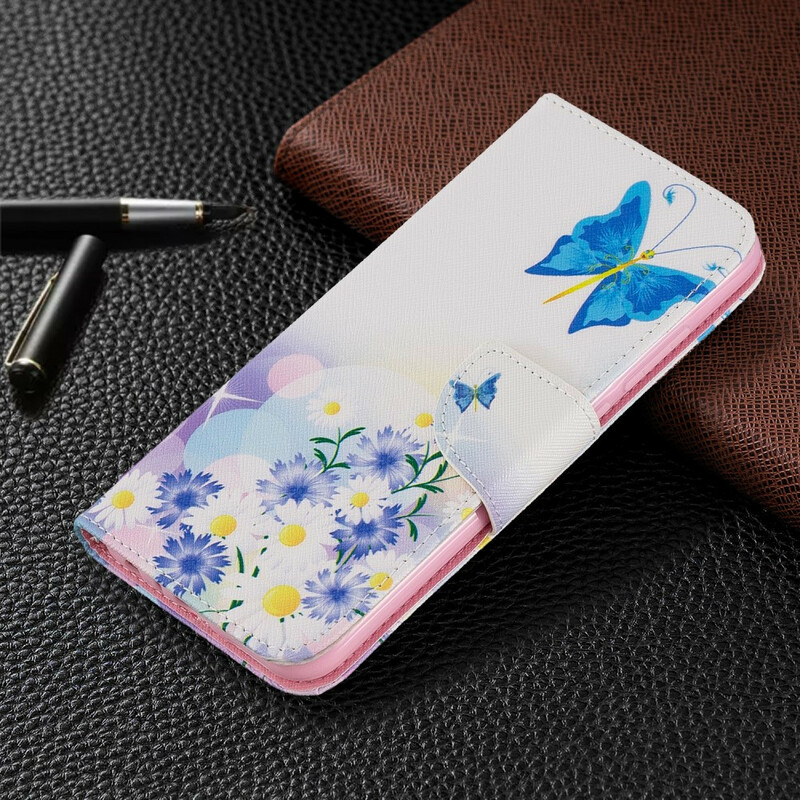 Xiaomi Redmi Note 8 Hülle Gemalte Schmetterlinge und Blumen